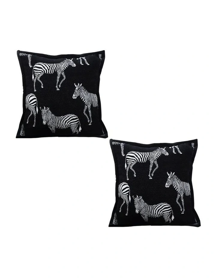 SOGA 2X 50cm Throw Pillow Black Light Luxury Zebra Square Pillow for Home Decor image 1