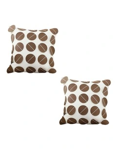 SOGA 2X 45cm Brown Leather Square Pillow with 3D Circle Pattern Decorative Cushion for Living Room