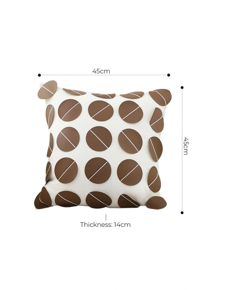 SOGA 2X 45cm Brown Leather Square Pillow with 3D Circle Pattern Decorative Cushion for Living Room image 7