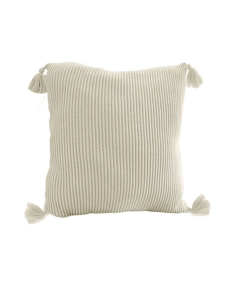 SOGA 45cm Khaki Wabi-Sabi Thickened Cotton Tassel Square Throw Pillow image 1