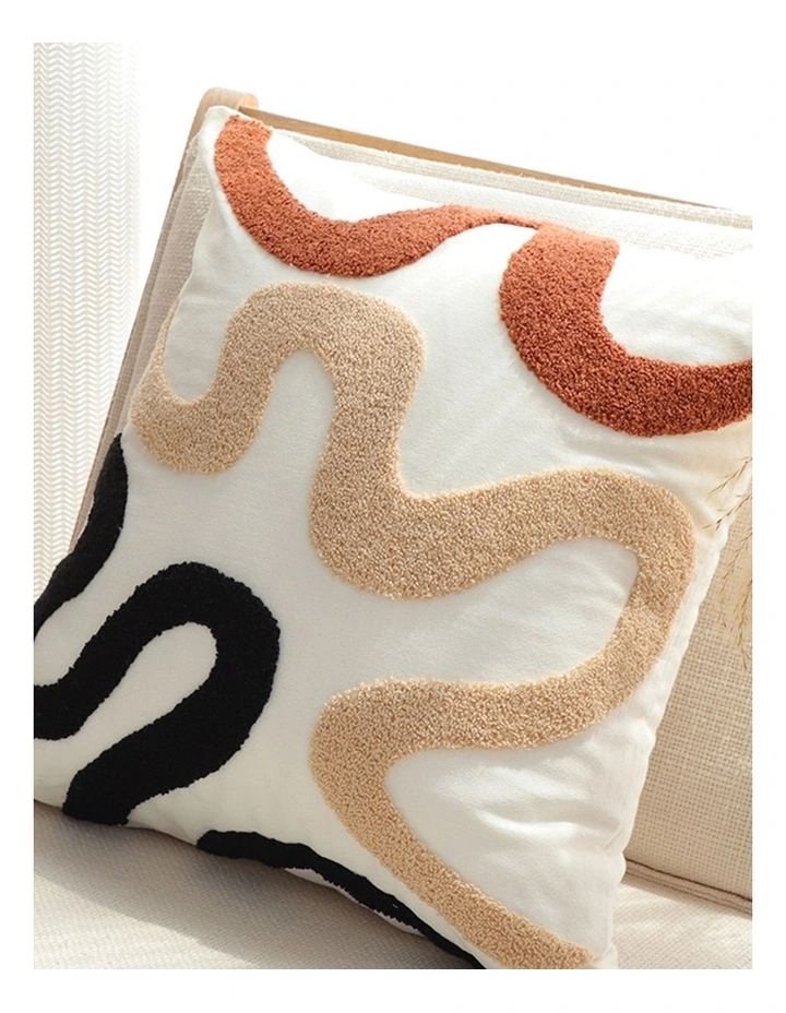 SOGA 2 Pack Cream Black Squiggly Pattern Throw Pillow 45cm image 3