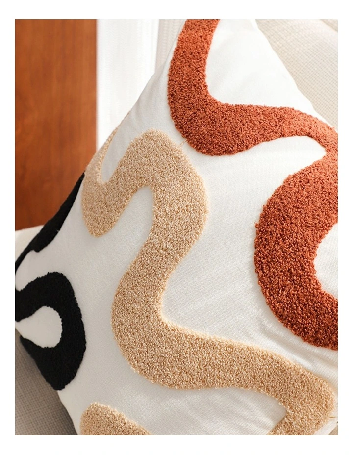 SOGA 2 Pack Cream Black Squiggly Pattern Throw Pillow 45cm image 4