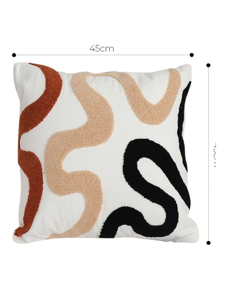 SOGA 2 Pack Cream Black Squiggly Pattern Throw Pillow 45cm image 5