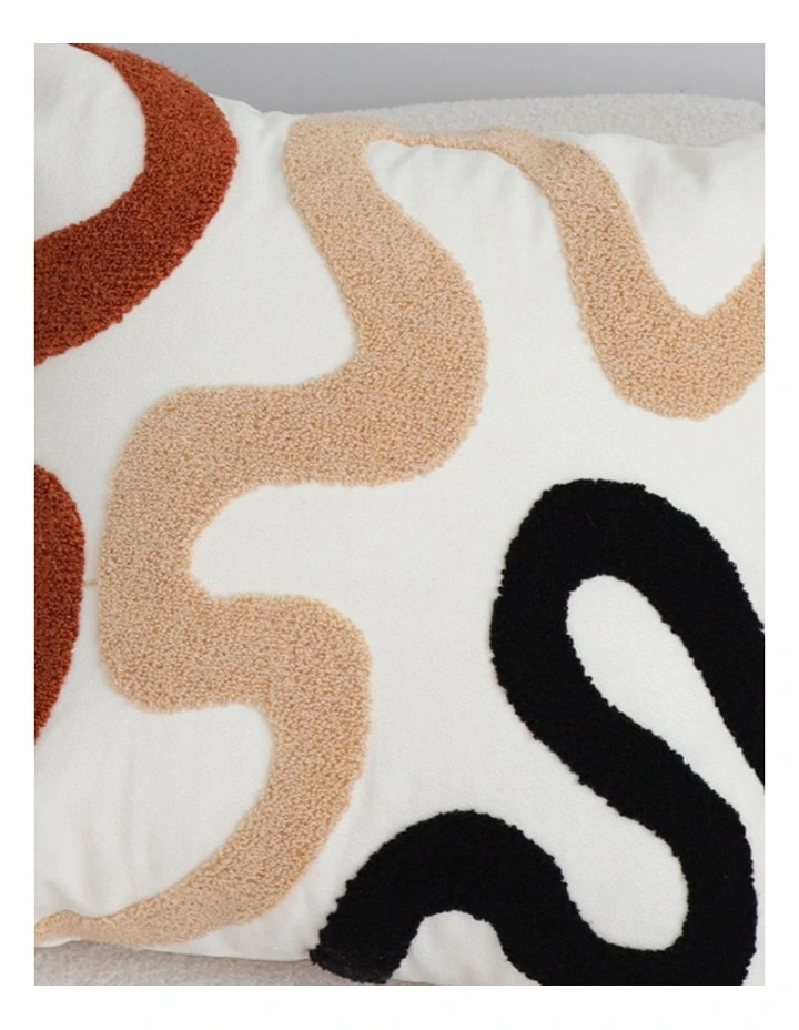 SOGA 2 Pack Cream Black Squiggly Pattern Throw Pillow 45cm image 6