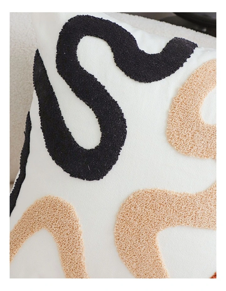 SOGA 2 Pack Cream Black Squiggly Pattern Throw Pillow 45cm image 7