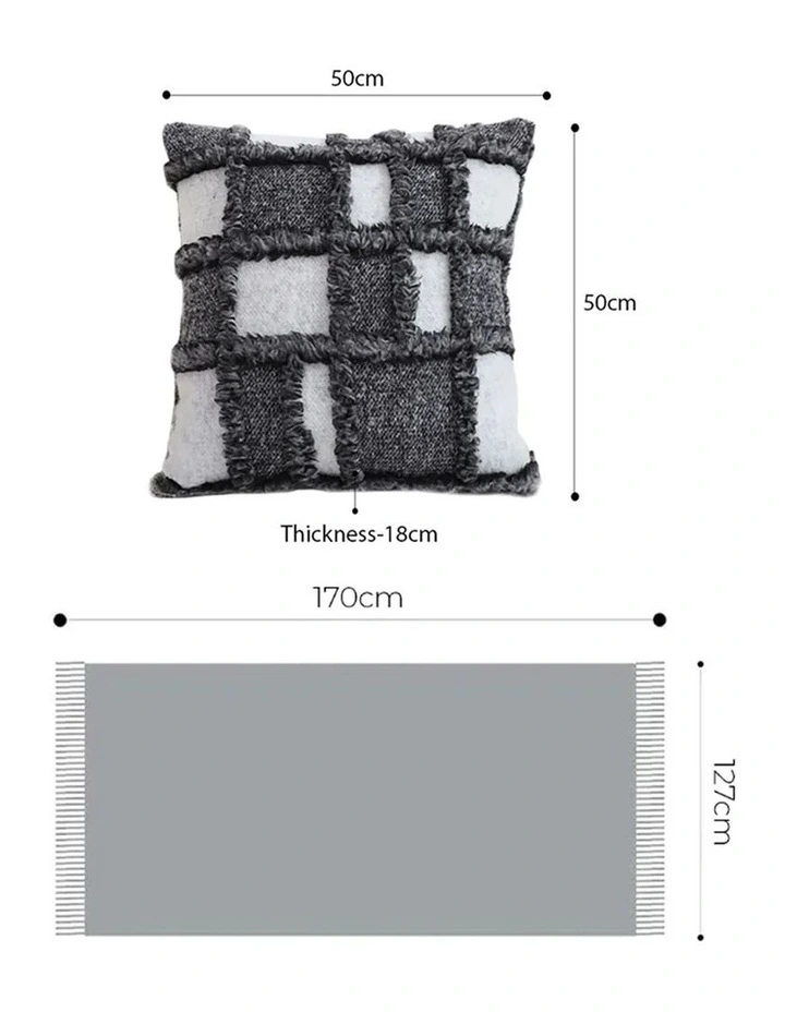 SOGA Home & Living Bundle 2 Gray Bohemian Fringe Pillow & Star Grey Tassel image 6