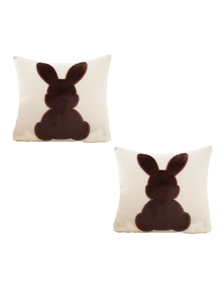SOGA 2X 45cm Light Tan Throw Pillow Coffee Bunny Square Cushion Decor image 1