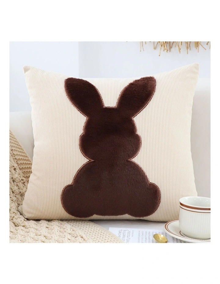SOGA 2X 45cm Light Tan Throw Pillow Coffee Bunny Square Cushion Decor image 2