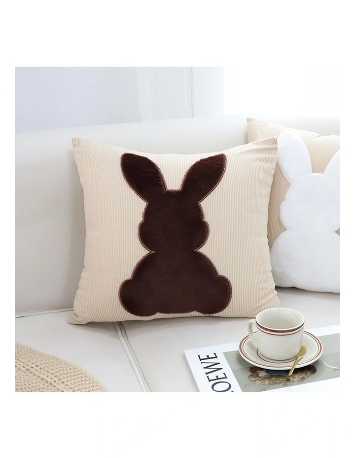 SOGA 2X 45cm Light Tan Throw Pillow Coffee Bunny Square Cushion Decor image 5