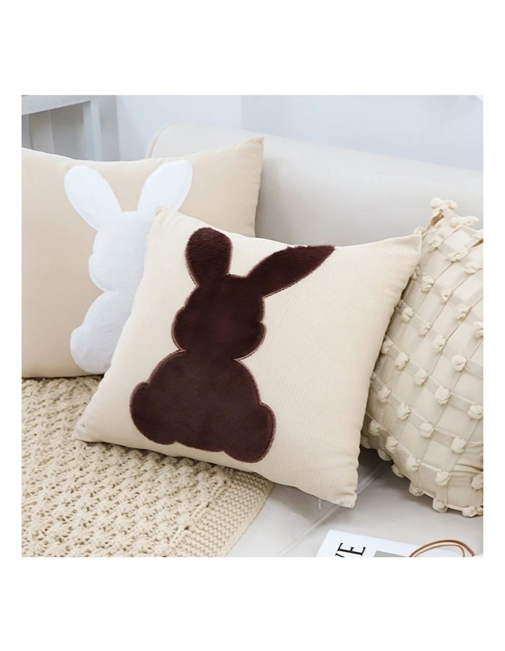 SOGA 2X 45cm Light Tan Throw Pillow Coffee Bunny Square Cushion Decor image 6