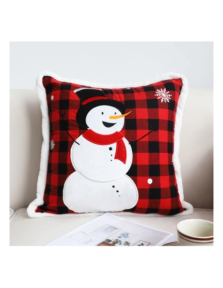 SOGA 2X 45cm Throw Pillow Red Christmas Snowman Square Cushion for Festive Holiday Winter Home Decor image 2