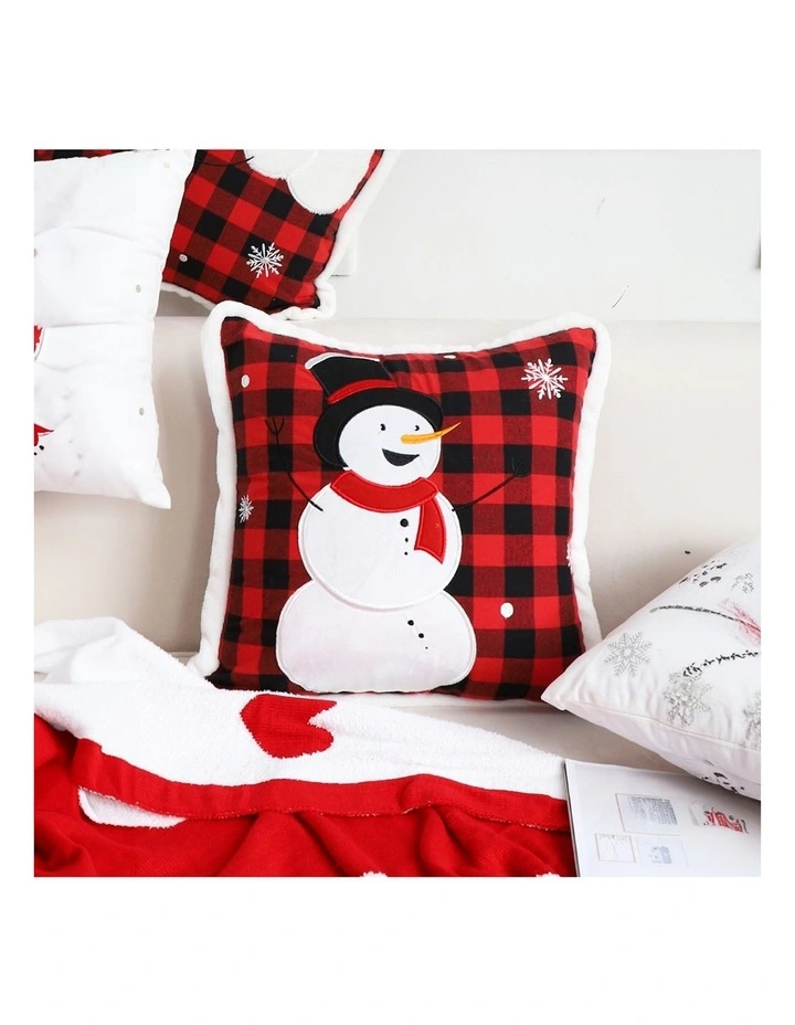 SOGA 2X 45cm Throw Pillow Red Christmas Snowman Square Cushion for Festive Holiday Winter Home Decor image 4