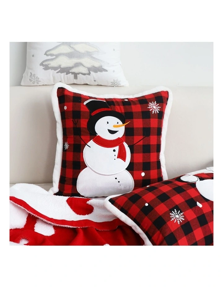 SOGA 2X 45cm Throw Pillow Red Christmas Snowman Square Cushion for Festive Holiday Winter Home Decor image 5