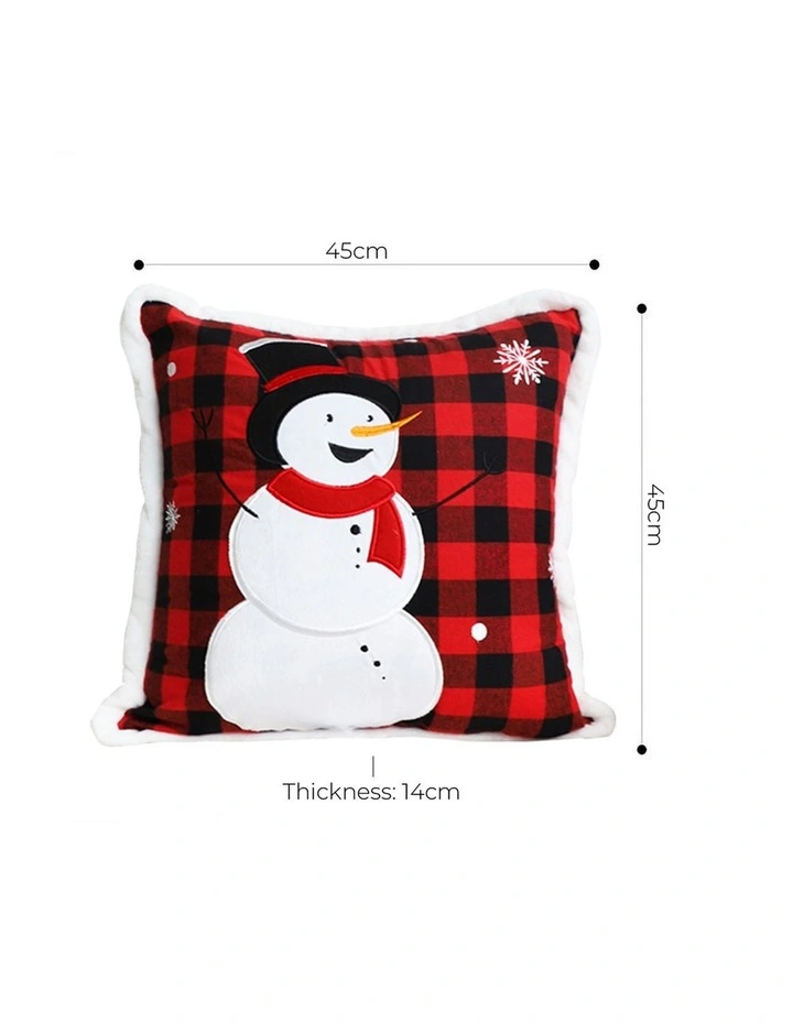 SOGA 2X 45cm Throw Pillow Red Christmas Snowman Square Cushion for Festive Holiday Winter Home Decor image 6