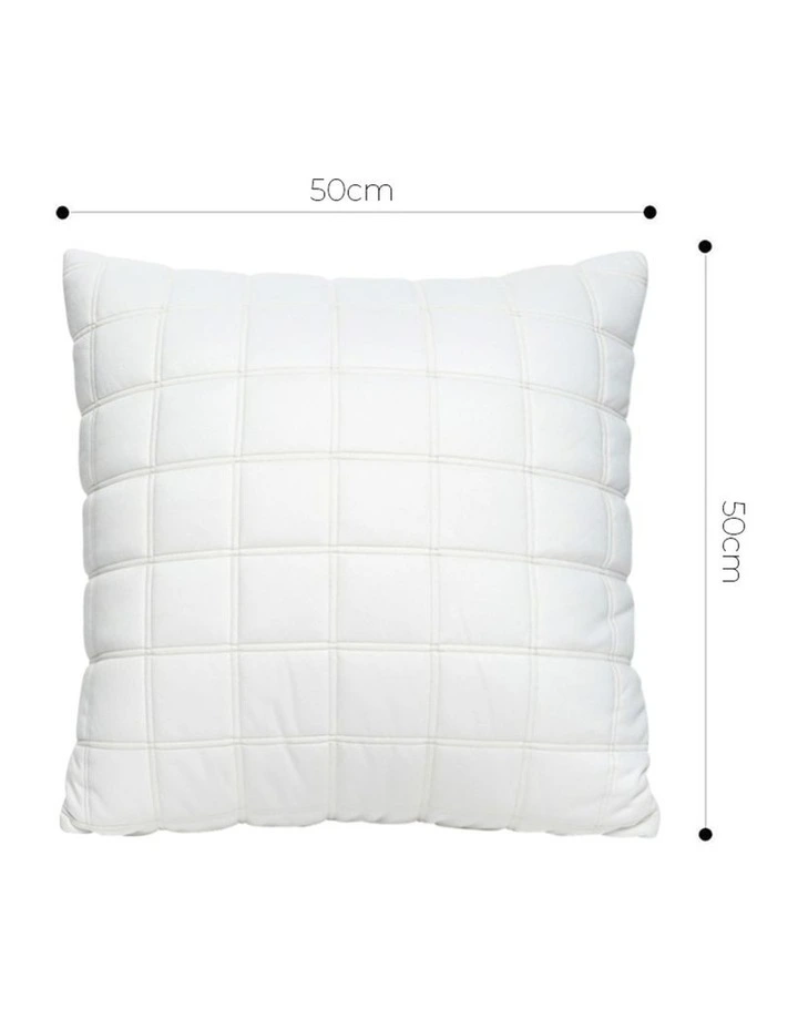 SOGA 2 Pack White Quilted Grid Cushion Cover 50cm image 5