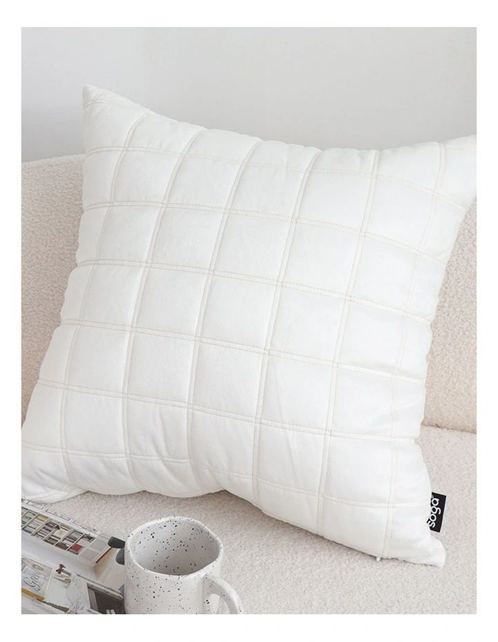 SOGA 2 Pack White Quilted Grid Cushion Cover 50cm image 6