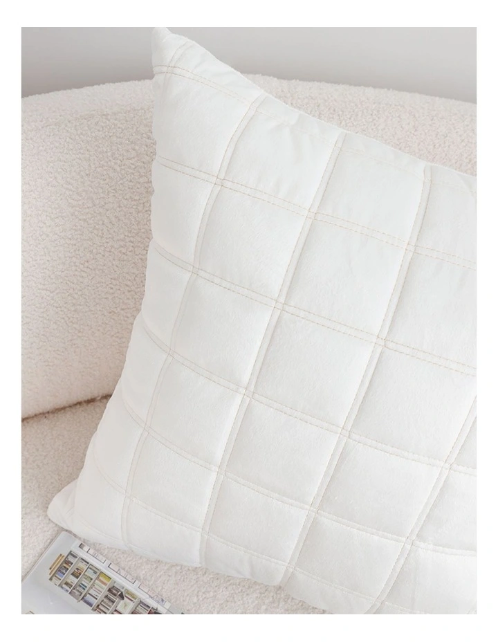 SOGA 2 Pack White Quilted Grid Cushion Cover 50cm image 7