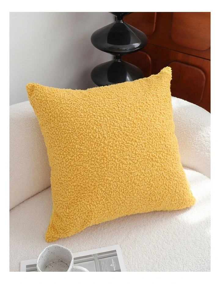 SOGA 2 Pack Mustard Boucle Textured Cushion Cover 50cm image 2