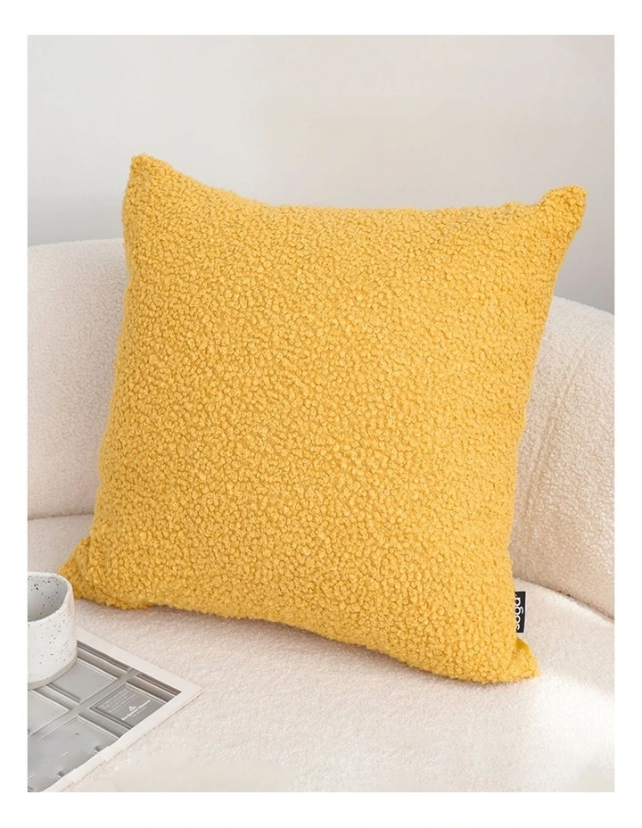 SOGA 2 Pack Mustard Boucle Textured Cushion Cover 50cm image 3