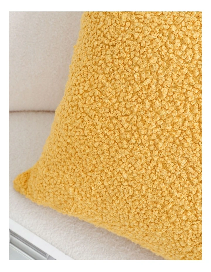 SOGA 2 Pack Mustard Boucle Textured Cushion Cover 50cm image 5