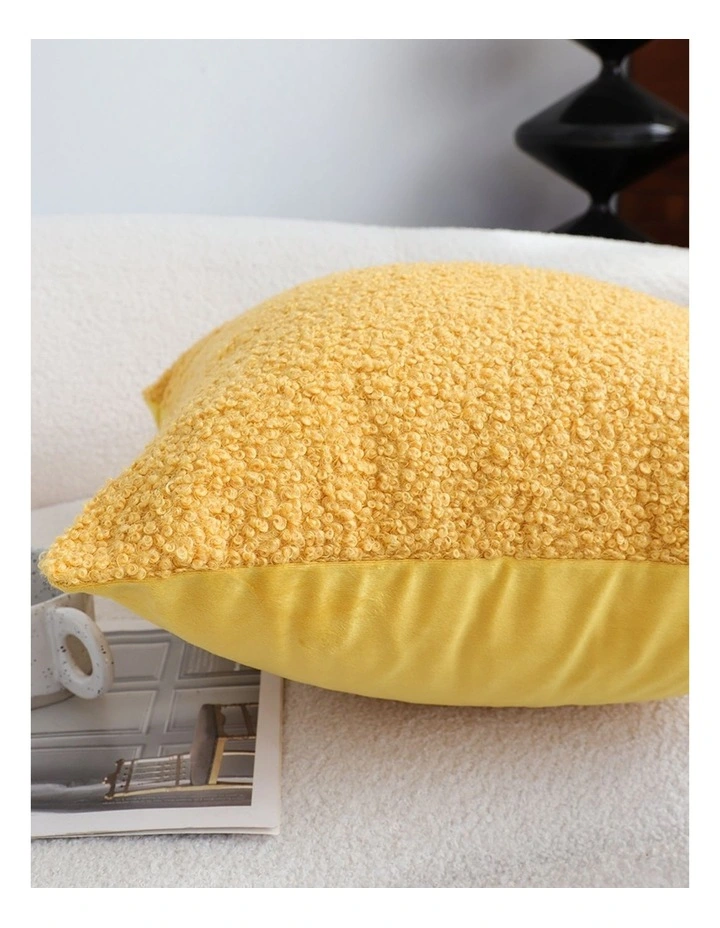SOGA 2 Pack Mustard Boucle Textured Cushion Cover 50cm image 6