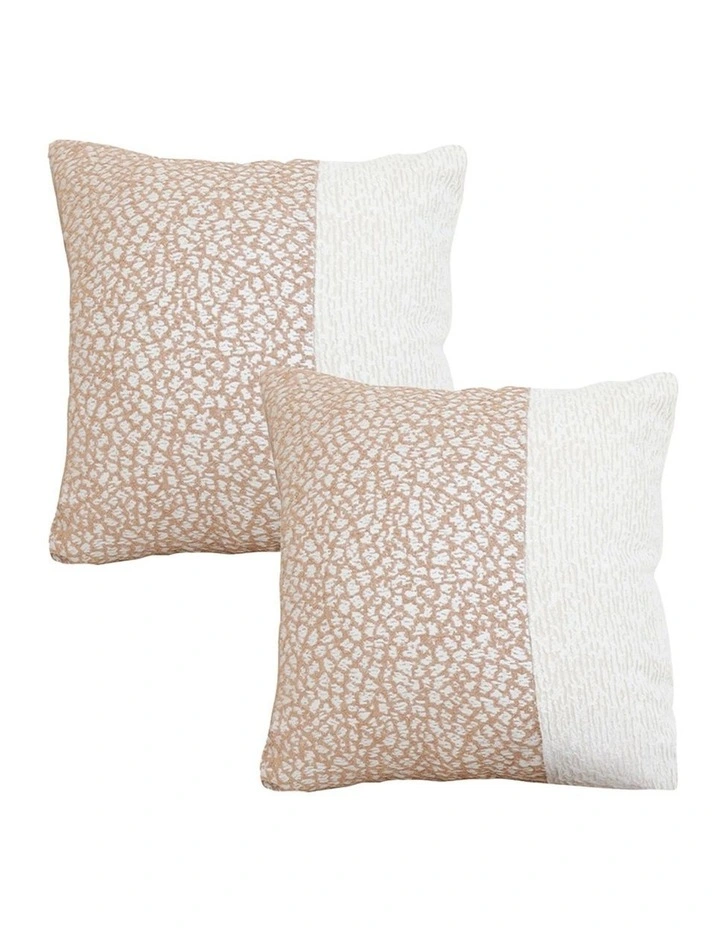 SOGA 2 Pack Beige White Floor Cushion 50x50x18cm image 1