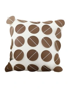 SOGA 45cm Brown Leather Square Pillow with 3D Circle Pattern Decorative Cushion for Living Room