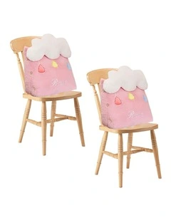 SOGA 2X Pink Cloud Cushion Soft Lumbar Wedge Pillow Bedside Home Decor
