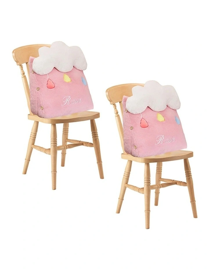 SOGA 2X Pink Cloud Cushion Soft Lumbar Wedge Pillow Bedside Home Decor image 1