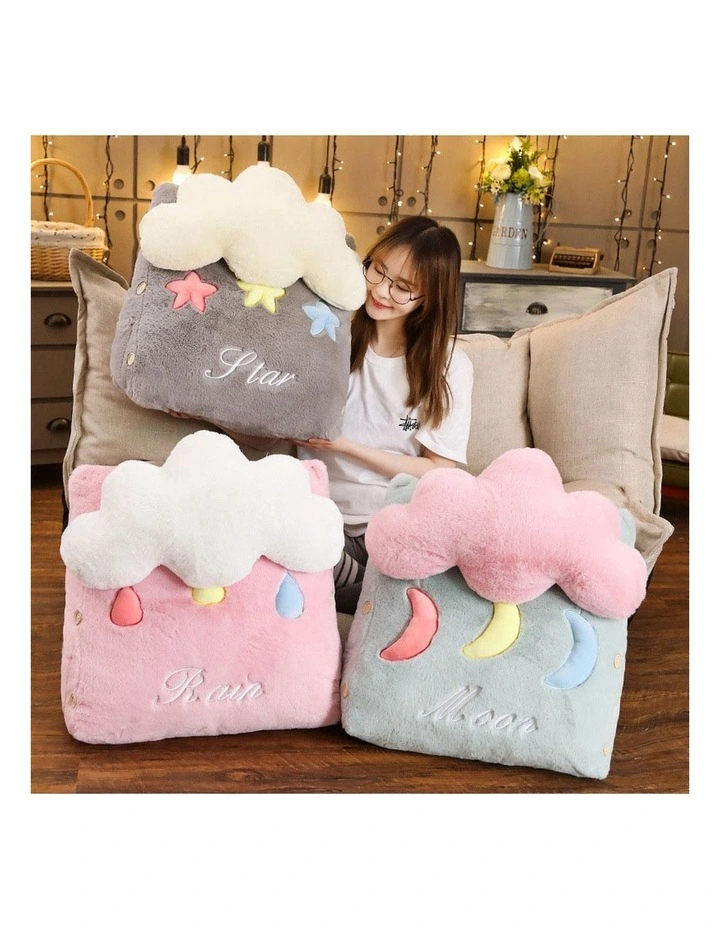 SOGA 2X Pink Cloud Cushion Soft Lumbar Wedge Pillow Bedside Home Decor image 4