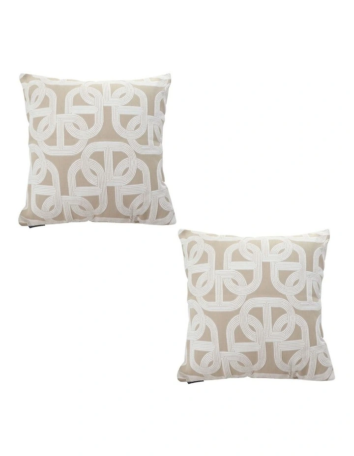 SOGA 2X 50cm Throw Pillow Beige Interlocking Geometric Pattern Modern Accent for Home Dcor image 1