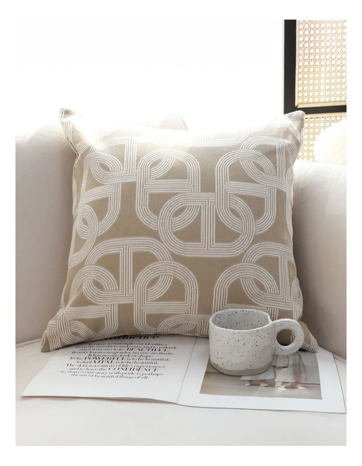 SOGA 2X 50cm Throw Pillow Beige Interlocking Geometric Pattern Modern Accent for Home Dcor image 2