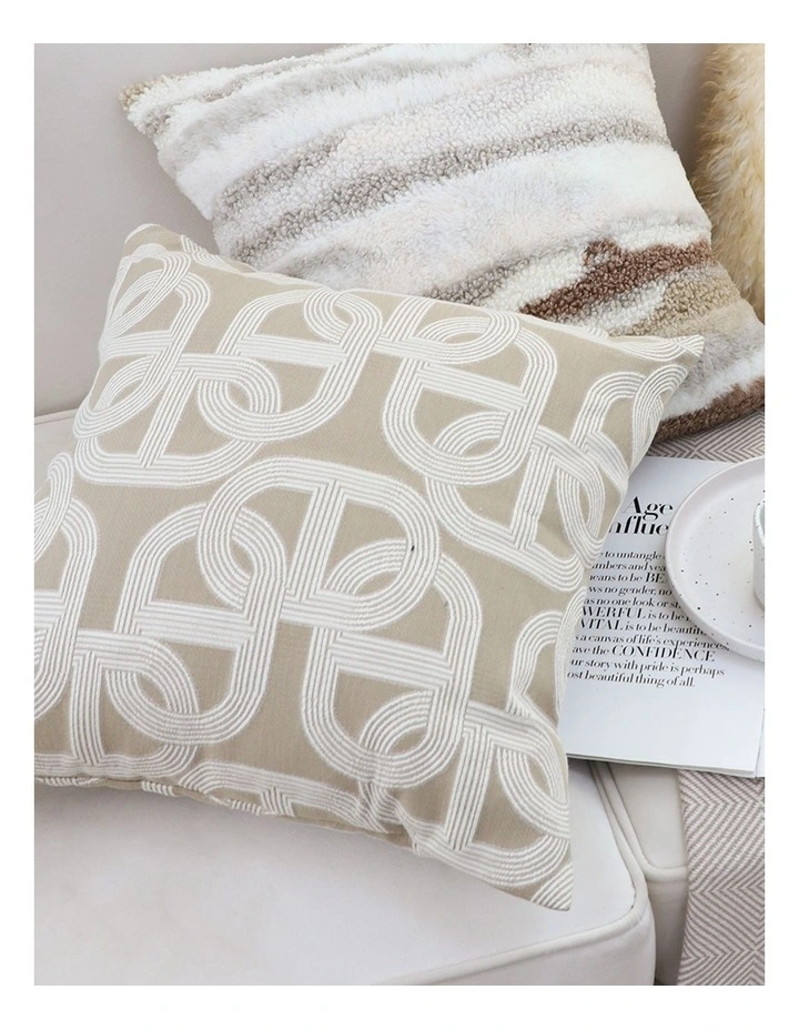 SOGA 2X 50cm Throw Pillow Beige Interlocking Geometric Pattern Modern Accent for Home Dcor image 3
