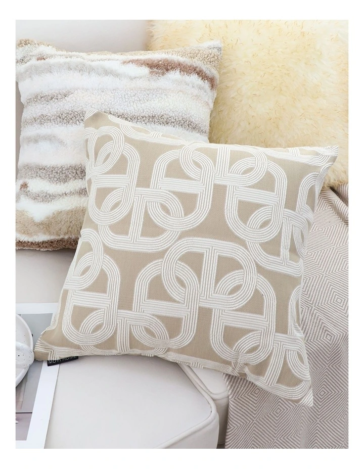 SOGA 2X 50cm Throw Pillow Beige Interlocking Geometric Pattern Modern Accent for Home Dcor image 4