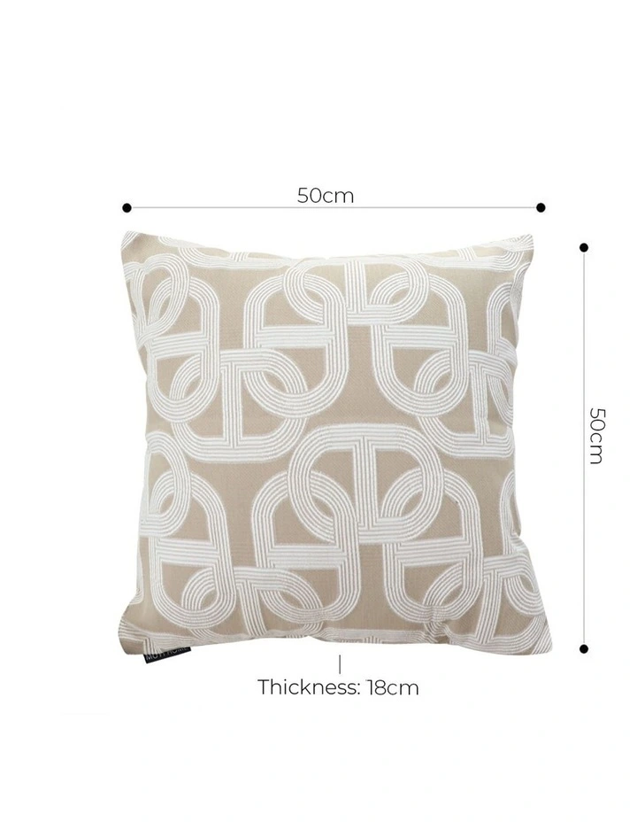 SOGA 2X 50cm Throw Pillow Beige Interlocking Geometric Pattern Modern Accent for Home Dcor image 5