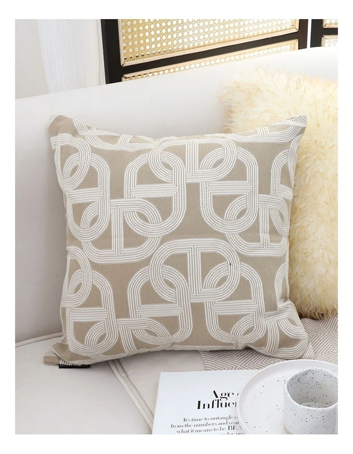 SOGA 2X 50cm Throw Pillow Beige Interlocking Geometric Pattern Modern Accent for Home Dcor image 6