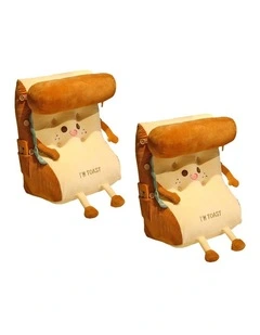 SOGA 2X Toast Bread Face Plush Cushion Back Support Pillow Home Decor