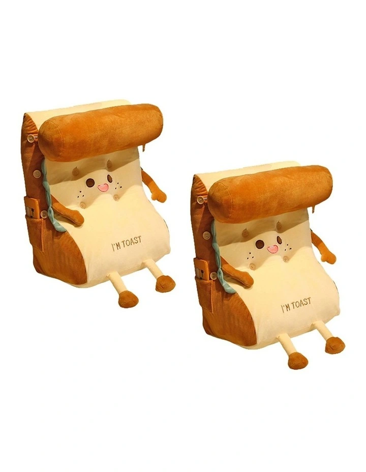 SOGA 2X Toast Bread Face Plush Cushion Back Support Pillow Home Decor image 1
