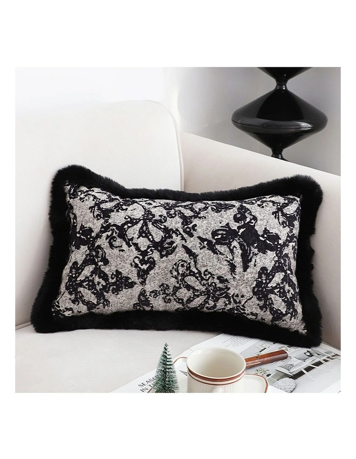 SOGA 2X 35cm Vintage Black Pillowcase Set Black Herringbone Pattern Lumbar Throw Pillow image 2