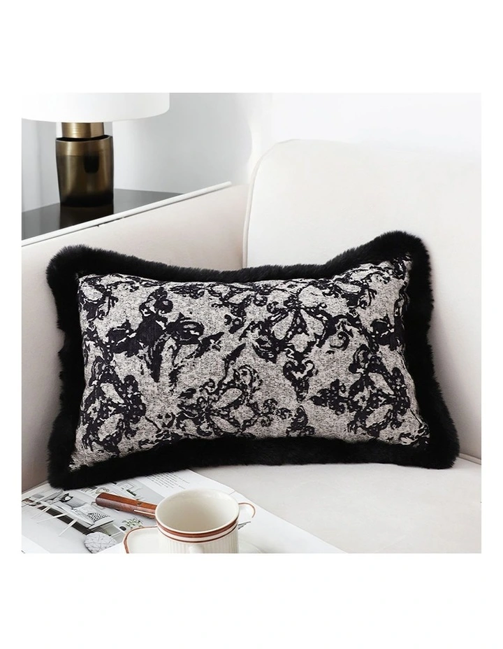 SOGA 2X 35cm Vintage Black Pillowcase Set Black Herringbone Pattern Lumbar Throw Pillow image 4