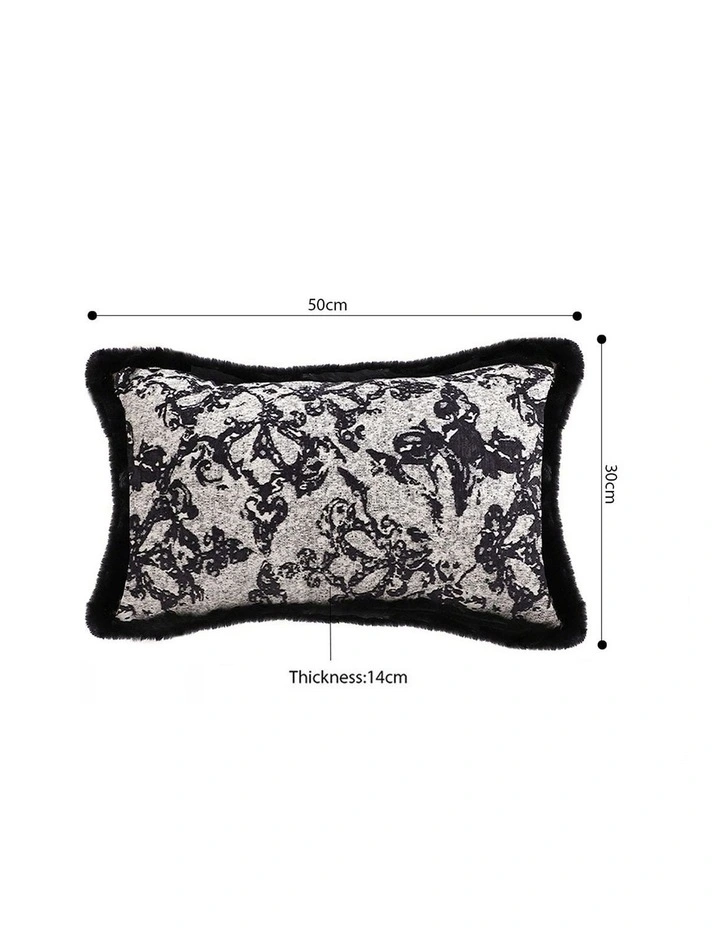 SOGA 2X 35cm Vintage Black Pillowcase Set Black Herringbone Pattern Lumbar Throw Pillow image 5
