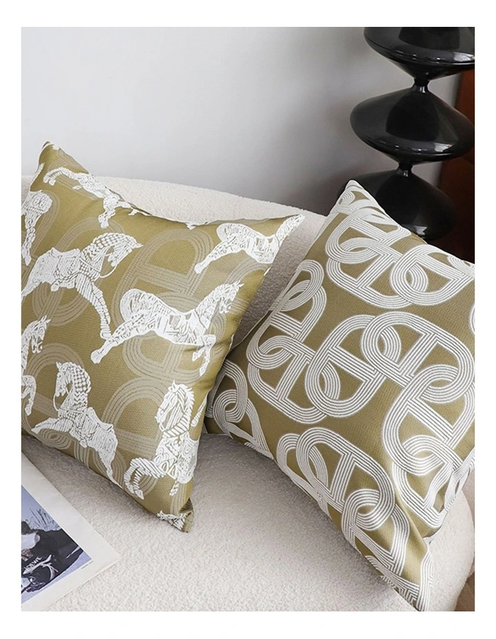 SOGA 2 Pack Artistic Olive Geometric Throw Pillow 50cm image 4