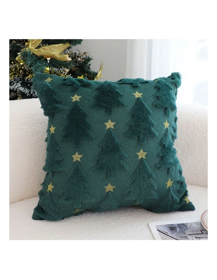 SOGA 2 Pack Festive Green Christmas Tree Cushion 45x45x15cm image 2