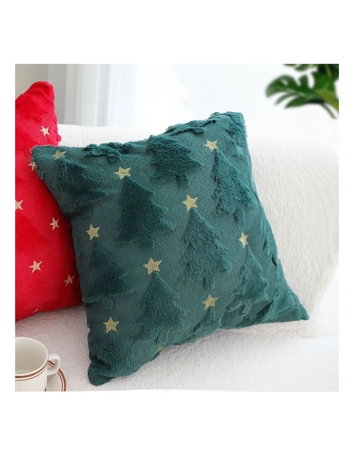 SOGA 2 Pack Festive Green Christmas Tree Cushion 45x45x15cm image 3