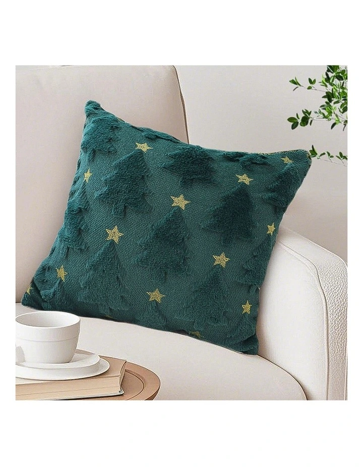 SOGA 2 Pack Festive Green Christmas Tree Cushion 45x45x15cm image 4