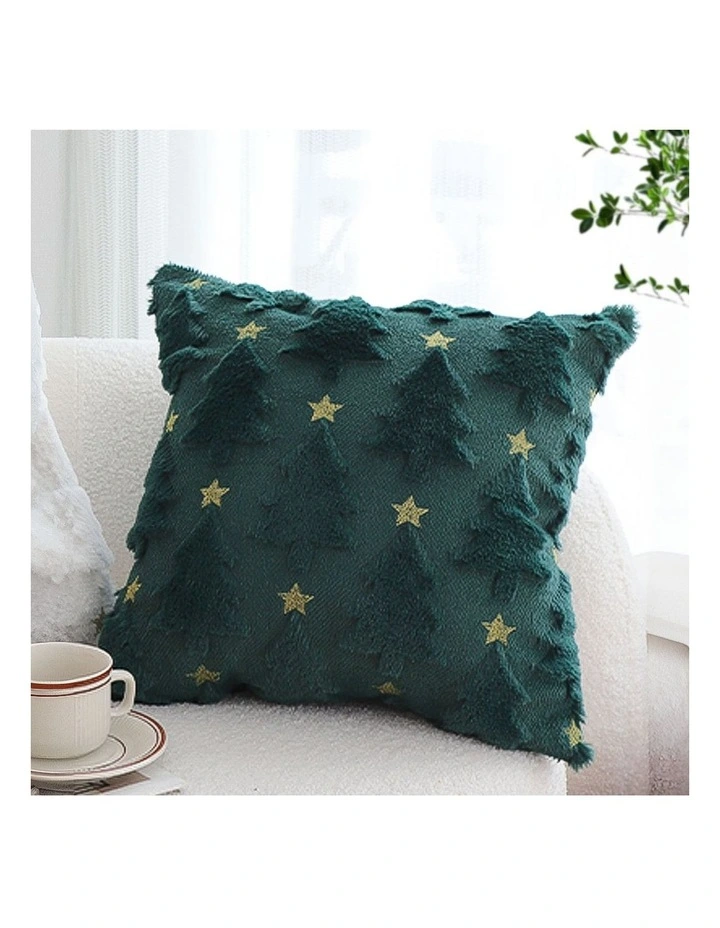 SOGA 2 Pack Festive Green Christmas Tree Cushion 45x45x15cm image 5