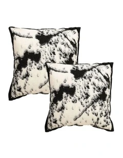 SOGA 2X 45cm Light Vintage Leopard Print Black & White Ink Splatter Wide-Edge SquareThrow Pillow