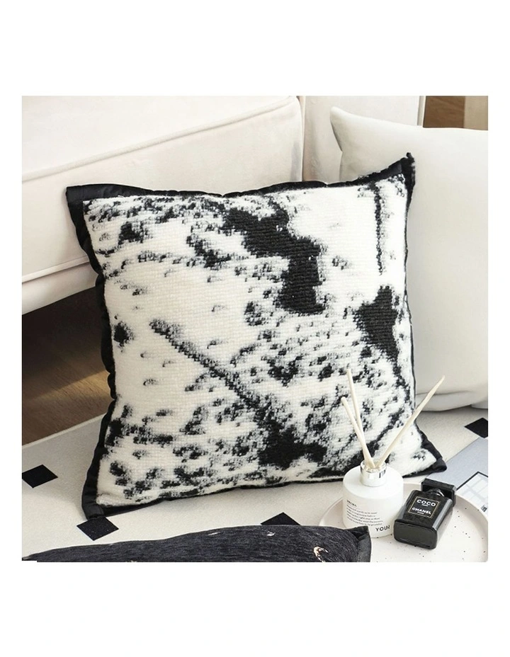 SOGA 2X 45cm Light Vintage Leopard Print Black & White Ink Splatter Wide-Edge SquareThrow Pillow image 2