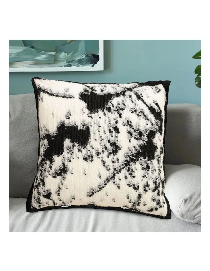 SOGA 2X 45cm Light Vintage Leopard Print Black & White Ink Splatter Wide-Edge SquareThrow Pillow image 3