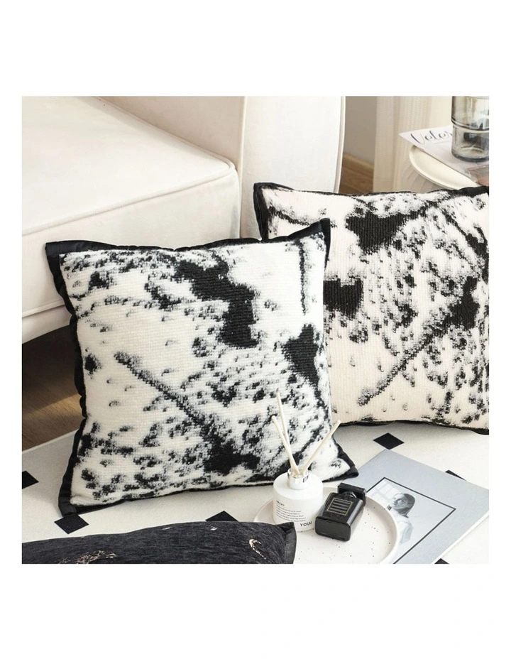 SOGA 2X 45cm Light Vintage Leopard Print Black & White Ink Splatter Wide-Edge SquareThrow Pillow image 4